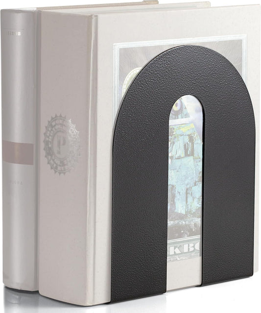 Officemate Heavy Weighted Bookends, Sturdy Office & Home Shelf Organizers, Set of 2 Black Metal Book Supports (93182)