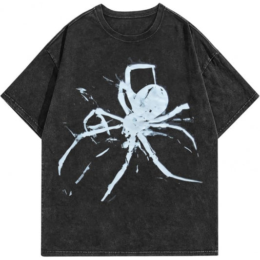 Spider Letter Graphic T-Shirt Men’s Hip Hop Streetwear Oversized Tee Harajuku Casual Y2k Cotton Shirt