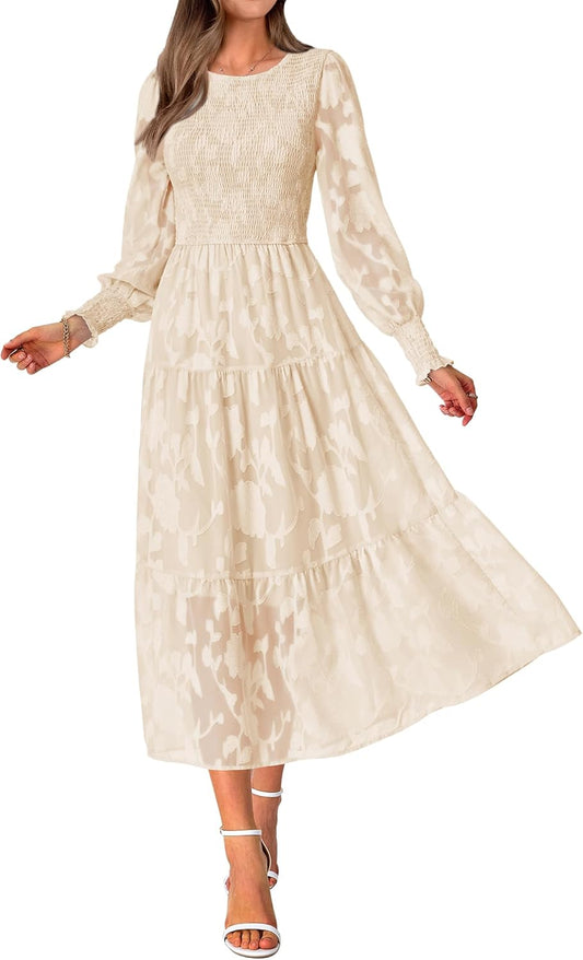 BTFBM Wedding Guest Dresses for Women Spring Fashion 2026 Casual Long Sleeve Floral Maxi Boho Homecoming Dress
