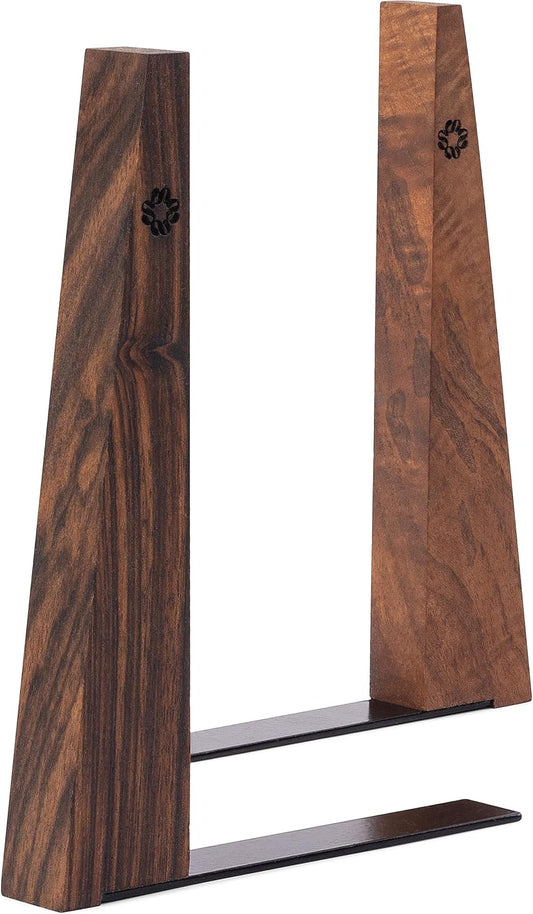 TILISMA Walnut Bookends for Shelves | Wooden Book Ends for Shelves | Sturdy Book Holders, Stoppers with Metal Base for Bookshelves | Slick Decorative Bookends Stands Firmly on Bookshelf (Pair)