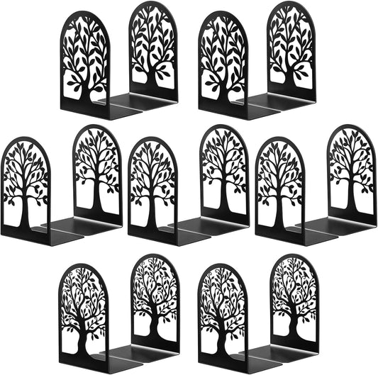 HappyHapi Decorative Bookends for Shelves, 7 Pair Metal Book Ends for Heavy Books, Black Book Stopper for Home Office Library, 6.9" x 4.7" x 3.5"（14 Pcs）