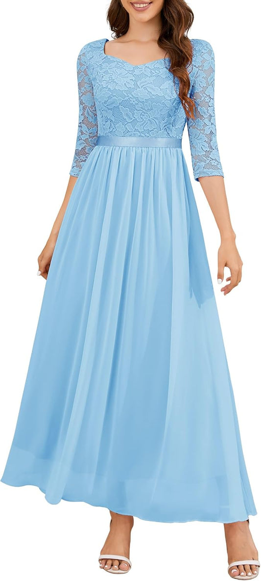 Wedtrend Formal Dresses for Women 3/4 Sleeve Bridesmaid Dress Mother of Bride Dress Maxi Evening Gown Prom Dresses