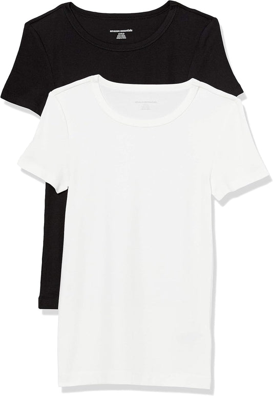 Amazon Essentials Women's Slim-Fit Short-Sleeve Crewneck T-Shirt, Pack of 2