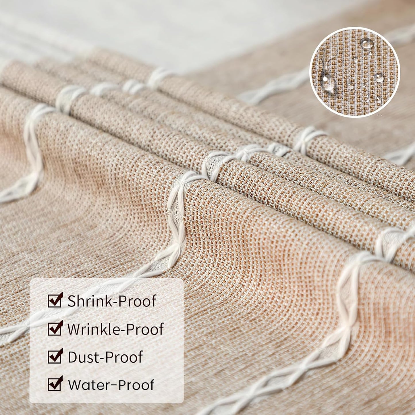Deep Dream Tablecloths, Waterproof Table Cloth, Linens Wrinkle Free Anti-Fading, Rustic Table Cover Decoration for Kitchen Dinning Christmas (Rectangle/Oblong, 55''x70'',4-6 Seats, Light Coffee)