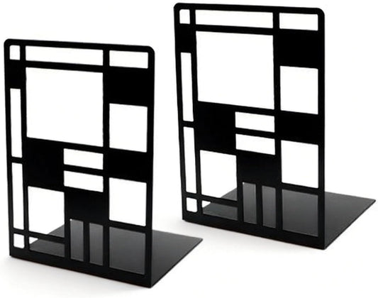 Black Metal Bookends for Shelves, Heavy Duty Weighted Book Ends for Heavy Books, Anti-Slip Book Shelf Dividers for Vinyl Records & CDs, 1 Pair