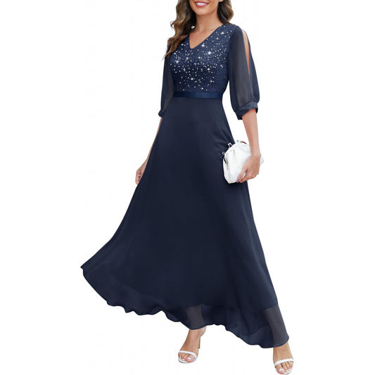 Wedtrend Women's Sequin Dresses Sparkly Glitter Dress Split Sleeves Formal Dresses Maxi Evening Dress