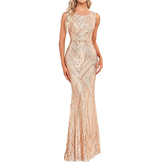Glitter Formal Dresses Long Evening Gowns Bodycon Mermaid Sparkly Sequin Boat Neck Cocktail Party Dress